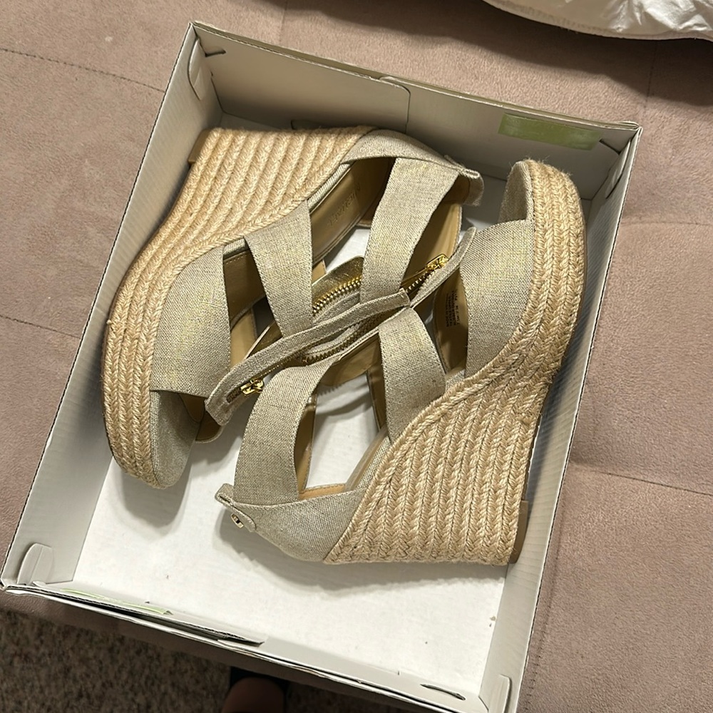 Michael Kors Gold Zip-Up Wedges